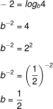  Resolução da questão para descobrir a base de f(x) = logb x, cujos pontos no gráfico são (1;0) e (4;-2)