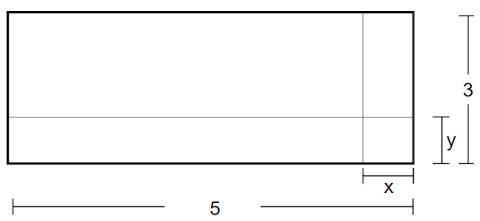 Ilustração com medidas originais de forro e o tamanho do encolhimento (x) no comprimento e (y) na largura