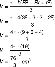 Cálculo de volume de bombom em formato de tronco de cone