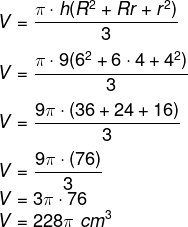 Cálculo do volume de tronco de cone