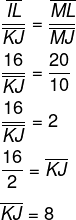 Cálculo do valor do segmento KJ