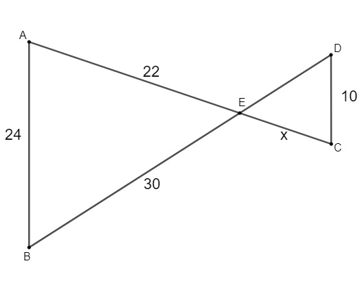 Triângulos semelhantes ligados pelo ponto E