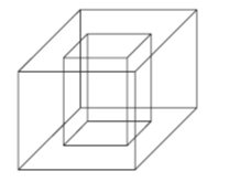 Ilustração transparente de um cubo dentro de um cubo.