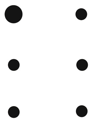 Representação da letra A em Braille.