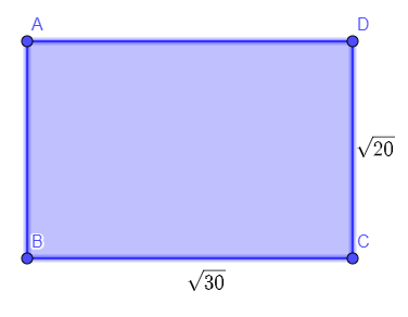 Retângulo azul-claro com lados indicando sua medida.
