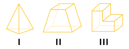 Ilustração de três poliedros.
