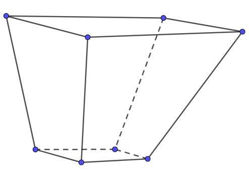 Ilustração de um poliedro de seis faces.