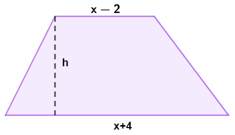 Ilustração de um trapézio com a indicação de sua altura e das medidas de suas bases.