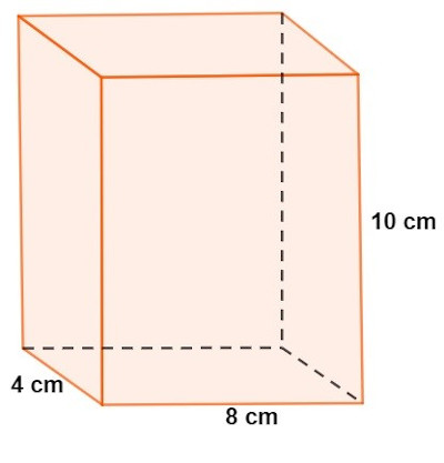Representação de um recipiente em formato de sólido geométrico.