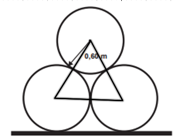 Representação de triângulo interno formado por meio do raio de três circunferências empilhadas.