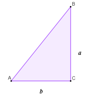 Ilustração de um triângulo retângulo na resolução de um exercício sobre tangente.