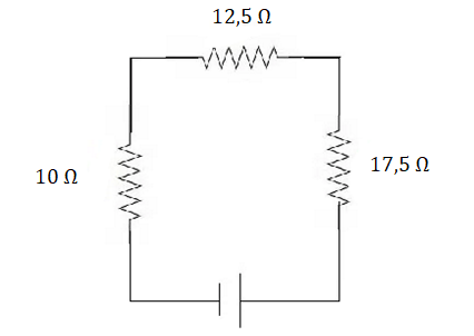 Representação de uma associação de resistores em série em um exercício