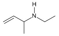 Estrutura da N-etilbut-3-en-amina em uma questão sobre classificação das cadeias carbônicas.