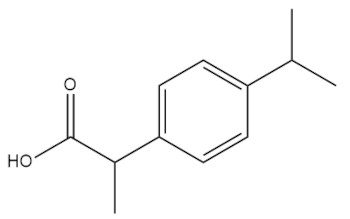 Estrutura do ibuprofeno em uma questão sobre funções orgânicas com oxigênio.