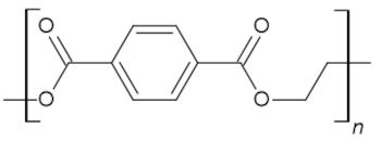 Estrutura química do polímero politereftalato de etileno (PET) em questão sobre classificação de cadeias carbônicas.