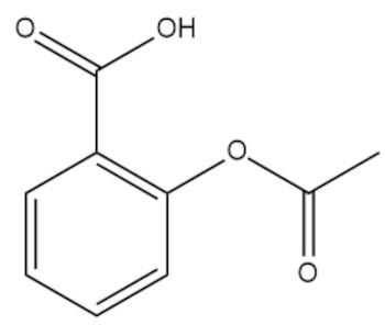 Fórmula estrutural do ácido acetilsalicílico em uma questão sobre funções orgânicas com oxigênio.