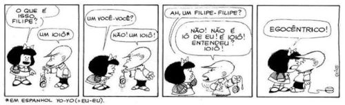 Tirinha da Mafalda em exercício da banca de concursos Educa sobre formação de palavras.