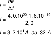 De acordo com o cálculo realizado, a corrente elétrica no fio tem intensidade de 32 A.
