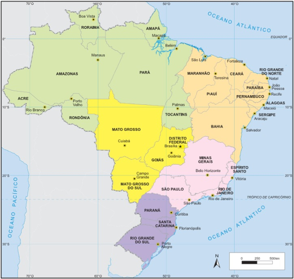 Mapa político do Brasil. (Fonte: Instituto Brasileiro de Geografia e Estatística)