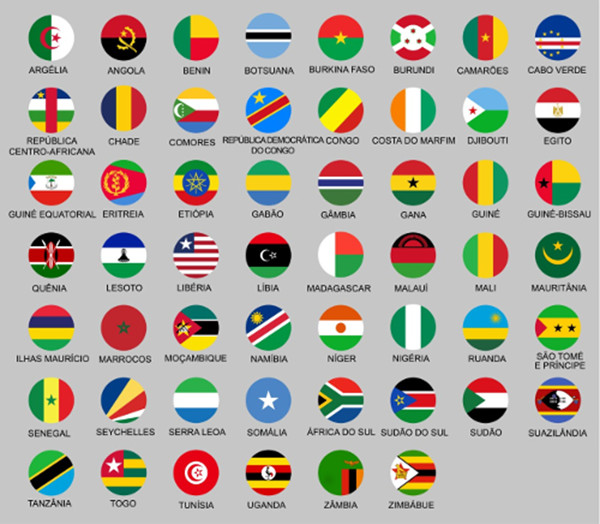 Bandeira dos países da África.