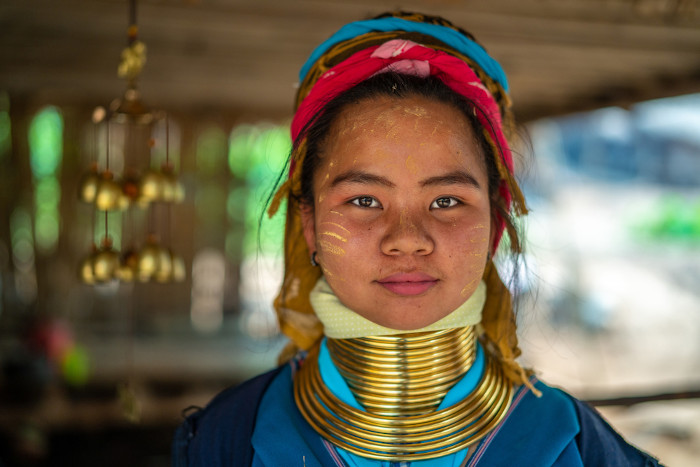As mulheres da tribo tailandesa Karen compreendem uma minoria nacional e étnica.