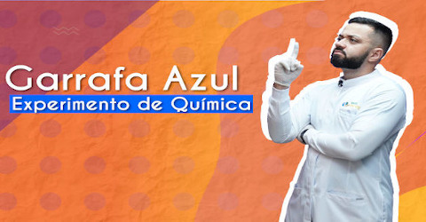 Videoaula sobre experimento da garrafa azul Thumbnail com o professor da videoaula sobre experimento da garrafa azul