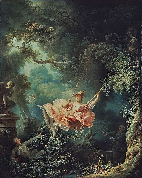 O balanço (1767), pintura rococó de Jean-Honoré Fragonard.