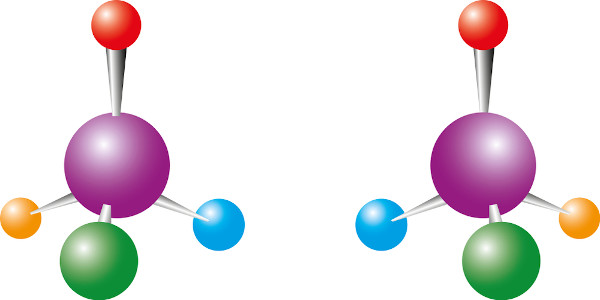 Por ter quatro ligantes diferentes, a molécula apresenta isomeria óptica.