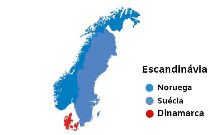 Mapa do norte da europa com fronteiras dos países da escandinávia