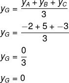 Exemplo de cálculo com a fórmula para encontrar a ordenada do baricentro no plano cartesiano.