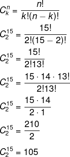 Resolução de exercício de combinação de agrupamento com 15 elementos tomados de 5 em 5.