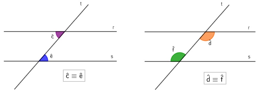 Matemática: Geometria Angular: ângulos formados por retas paralelas  intersectadas por uma reta transversal