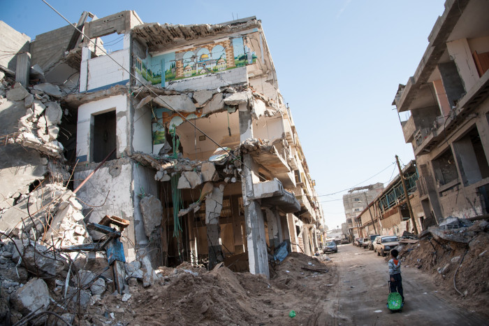 Prédios destruídos na Faixa de Gaza.