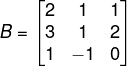 Exemplo de matriz 3x3 para cálculo de determinante pela regra de Sarrus