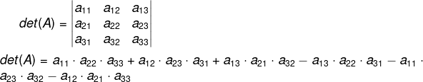 Exemplo de aplicação de regra de Sarrus em matriz 3x3