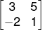 Matriz 2x2 para cálculo de cofator