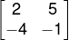 Matriz encontrada após eliminação da linha 3 e coluna 1 da matriz original