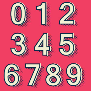 Números em fundo rosa
