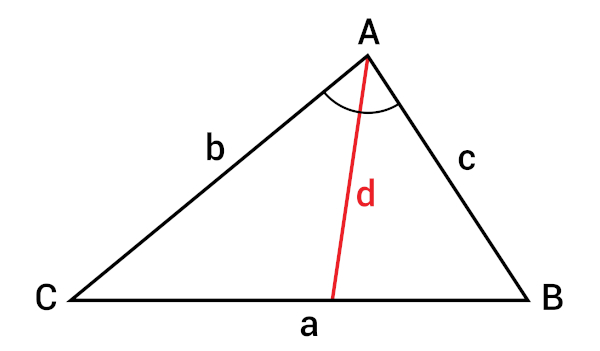 O segmento de comprimento d é a bissetriz do triângulo.