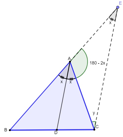 Demonstração de proporcionalidade em triângulo