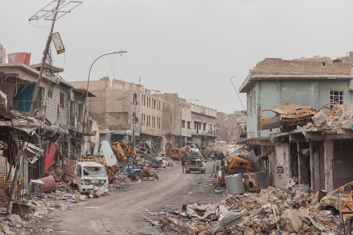  Cidade de Mosul, no Iraque, destruída em razão de conflitos bélicos.
