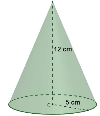 Cone com 12 cm de altura