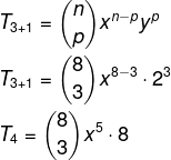 Substituindo itens em fórmula do binômio de Newton para calcular termo