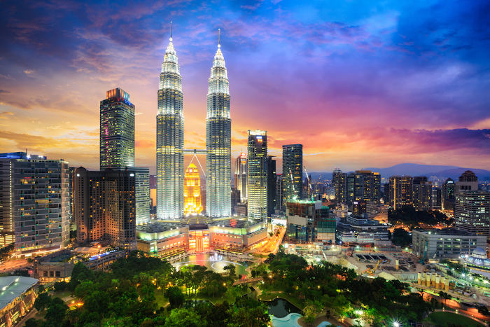 Vista de área urbana da Malásia