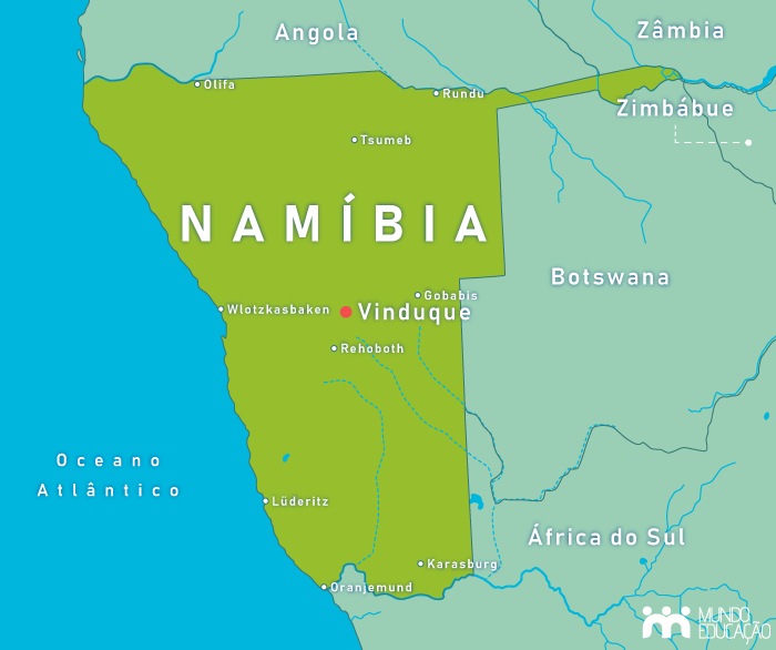 Mapa da Namíbia.