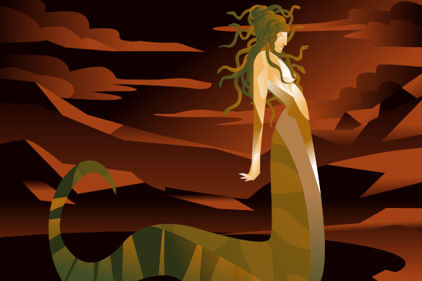 : Medusa era uma górgona capaz de transformar em pedra aqueles que a olhavam diretamente.