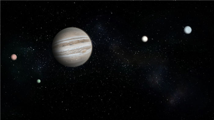 Júpiter e seus quatro satélites