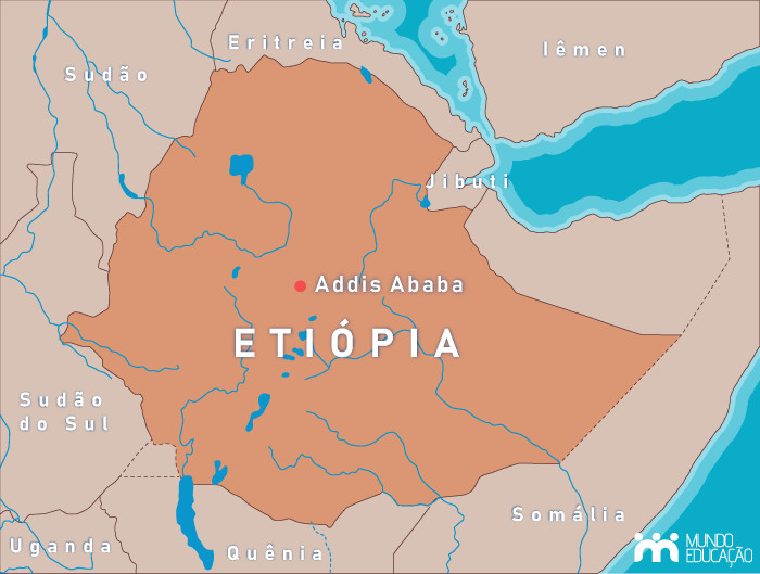 Mapa da Etiópia.