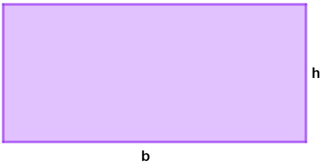  Ilustração de um retângulo roxo-claro de base b e altura h.