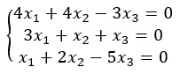 Terceiro exemplo de um sistema linear homogêneo com incógnitas x e y.
